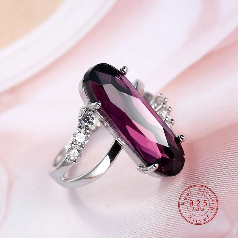 Sterling Silver Ring Purple Zircon Crystal