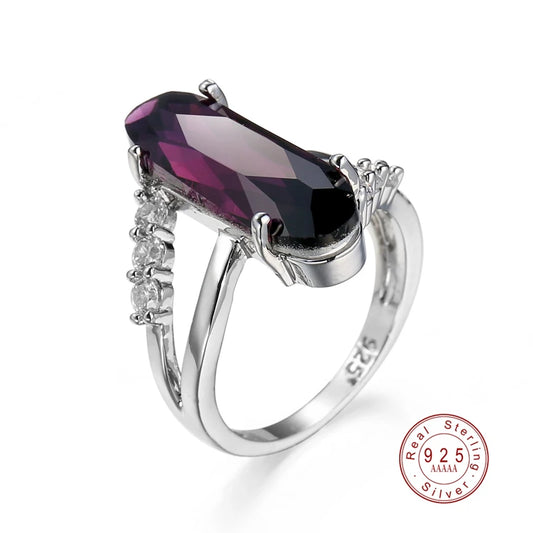 Sterling Silver Ring Purple Zircon Crystal