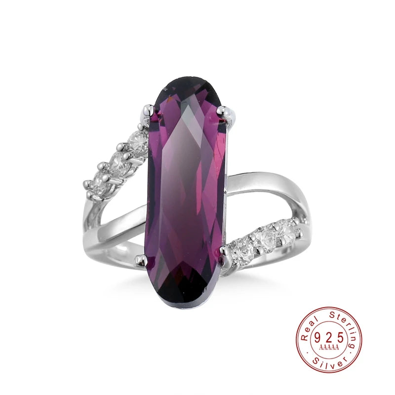 Sterling Silver Ring Purple Zircon Crystal