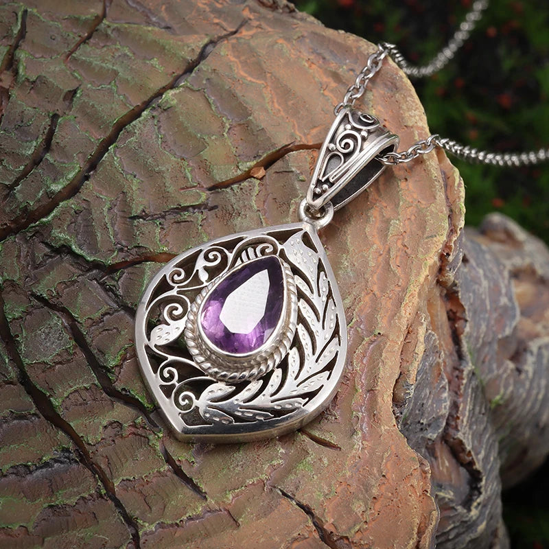 Shaped Purple Zircon Pendant Necklace