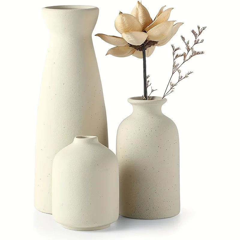 Distressed Ceramic Vase Set of 3