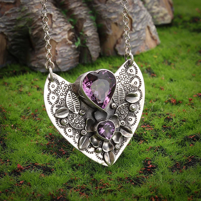 Shaped Purple Zircon Pendant Necklace