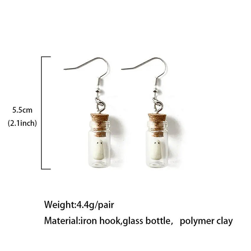 Ghost in Bottle Earrings Glow in the Dark