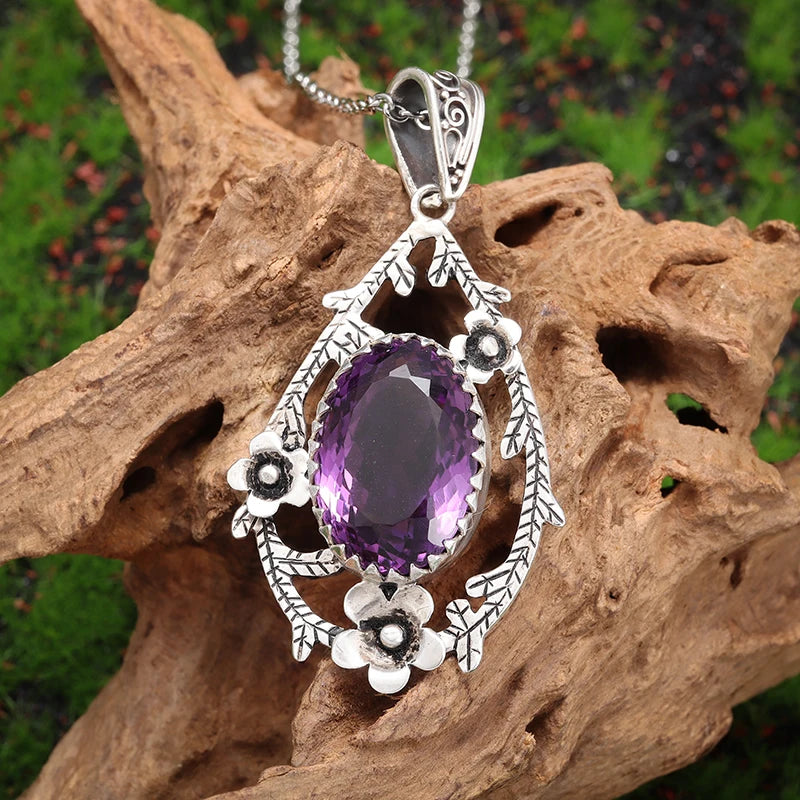 Shaped Purple Zircon Pendant Necklace