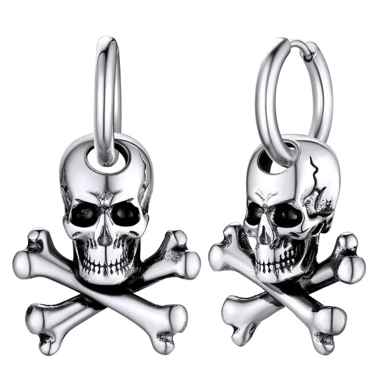 stainless steel retro Gothic Skull earrings