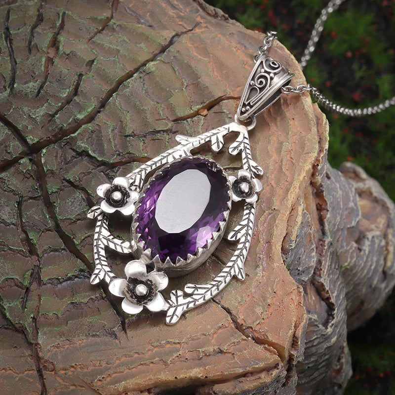 Shaped Purple Zircon Pendant Necklace