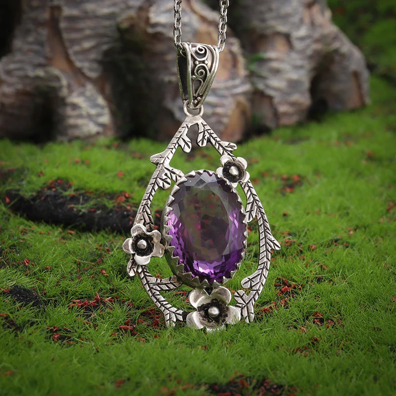 Shaped Purple Zircon Pendant Necklace