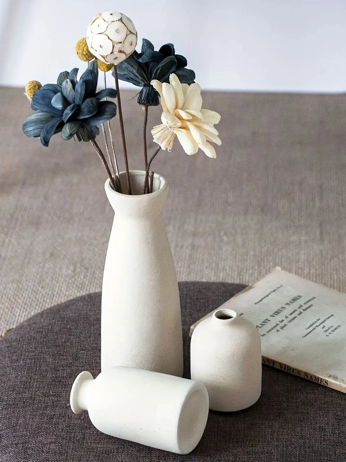 Distressed Ceramic Vase Set of 3