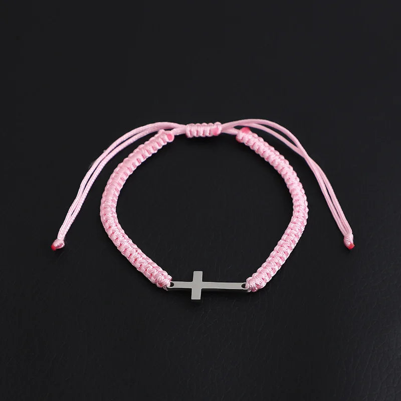 Stainless Steel Cross Hand-woven Adjustable Bracelet