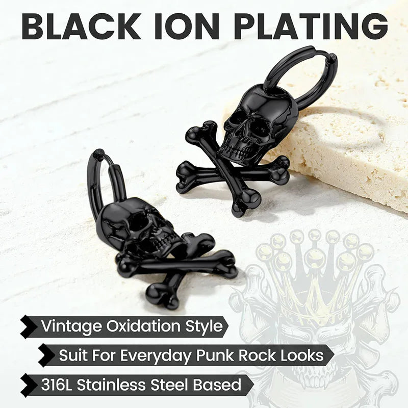 stainless steel retro Gothic Skull earrings