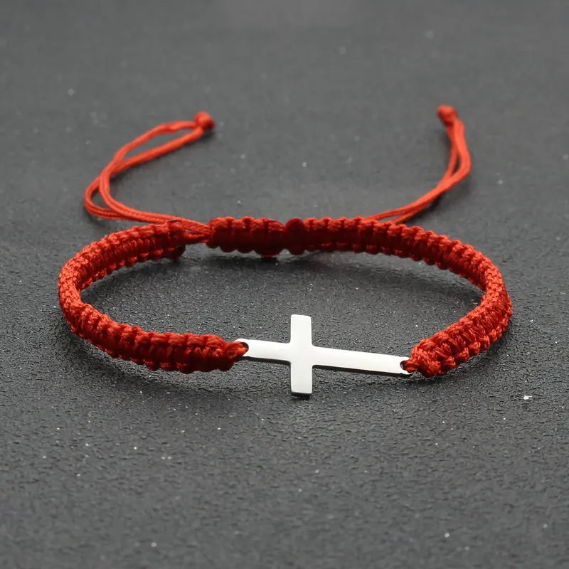 Stainless Steel Cross Hand-woven Adjustable Bracelet