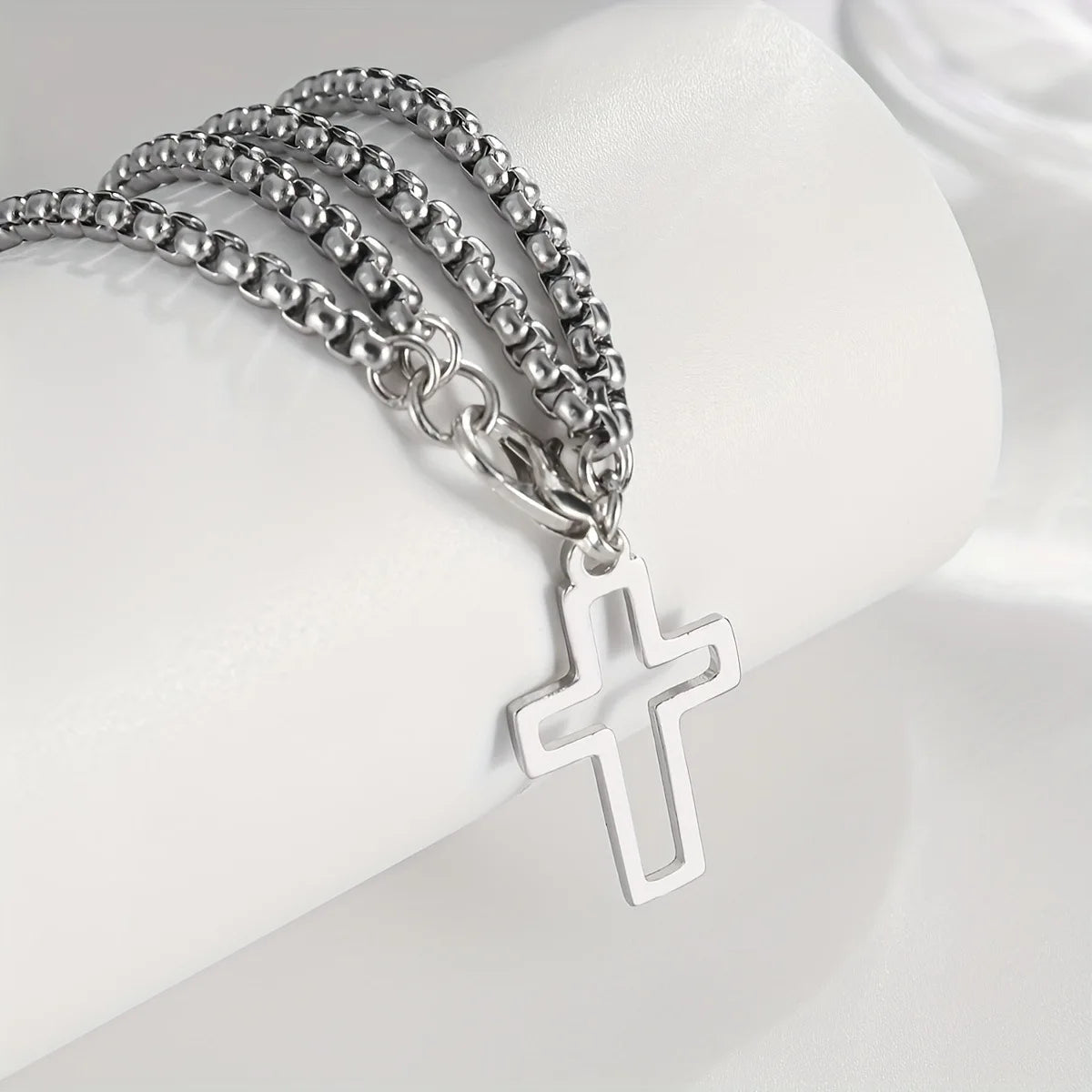 \Double Chain Cross Hollow Wrist Bracelet