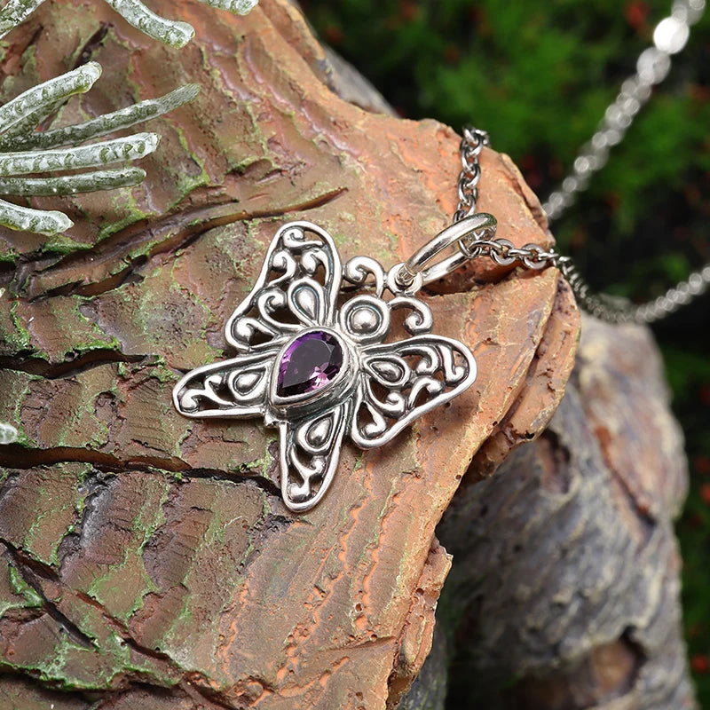 Shaped Purple Zircon Pendant Necklace