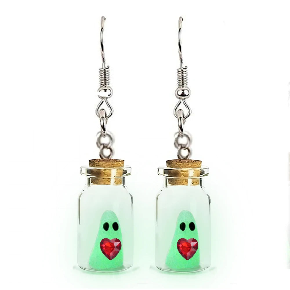 Ghost in Bottle Earrings Glow in the Dark