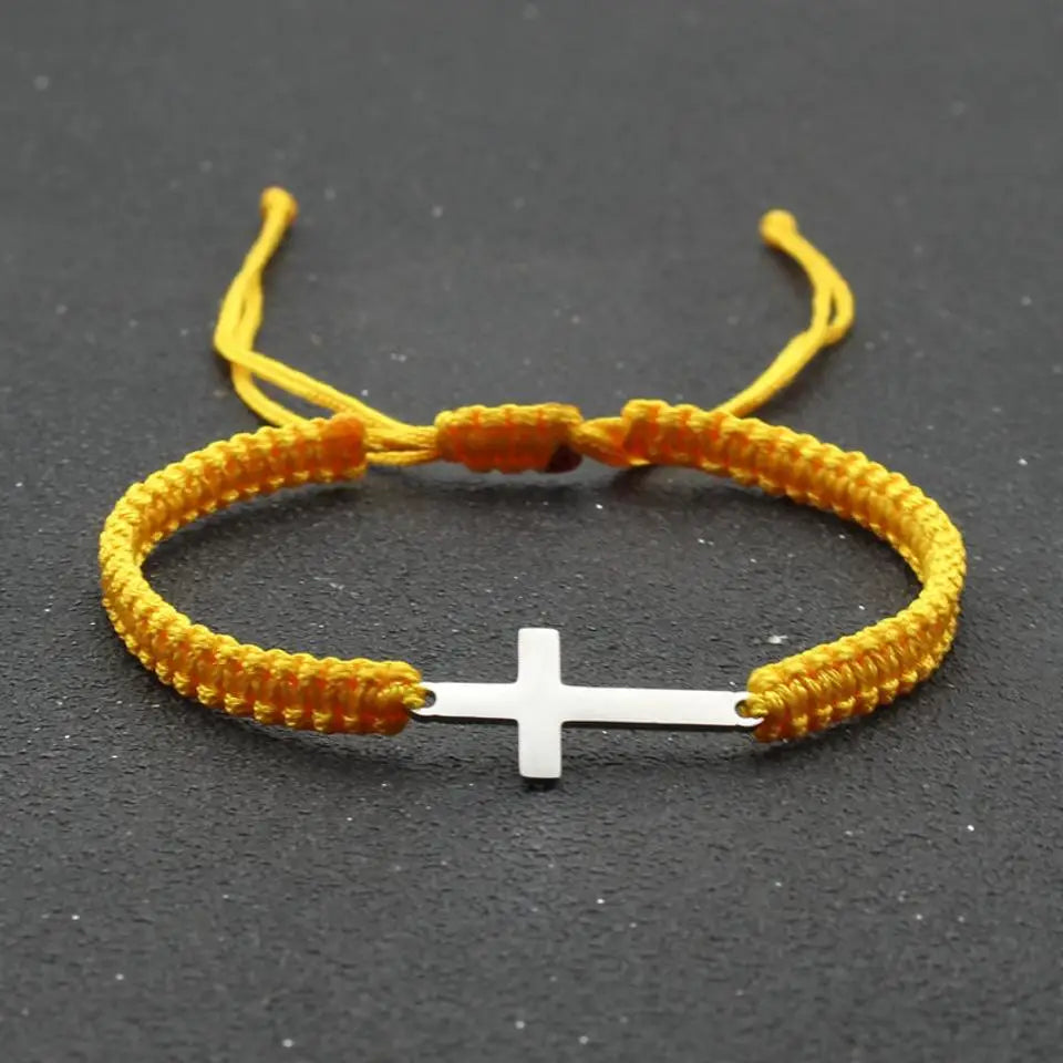 Stainless Steel Cross Hand-woven Adjustable Bracelet