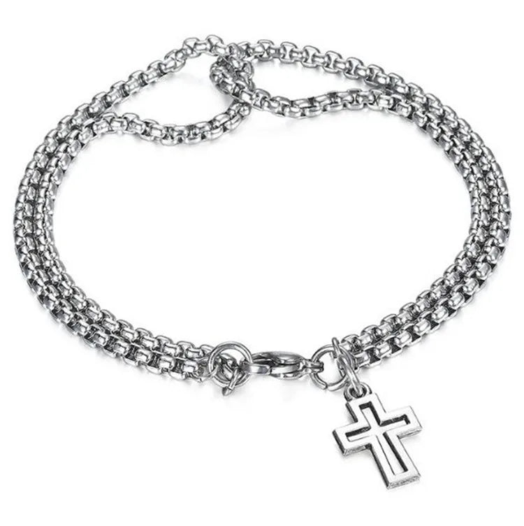 \Double Chain Cross Hollow Wrist Bracelet