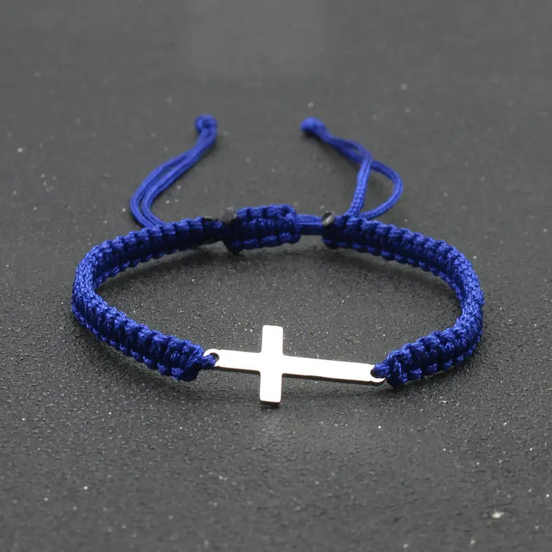 Stainless Steel Cross Hand-woven Adjustable Bracelet