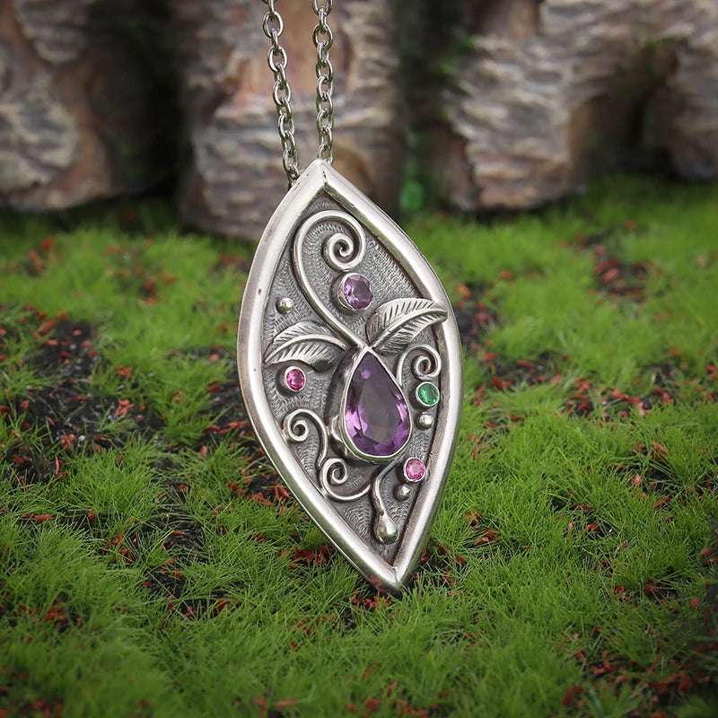 Shaped Purple Zircon Pendant Necklace