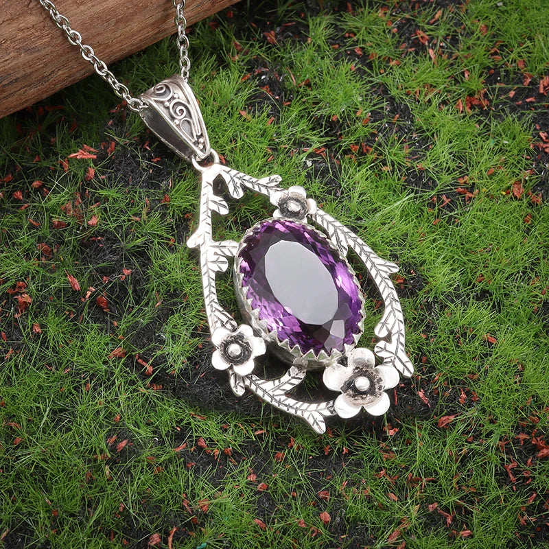 Shaped Purple Zircon Pendant Necklace