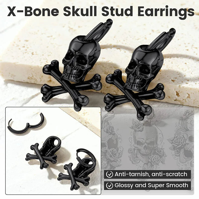 stainless steel retro Gothic Skull earrings