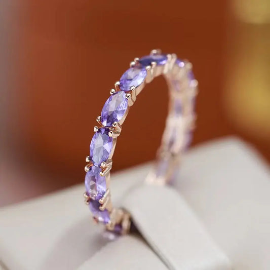 Oval Purple Zircon Personality Ring