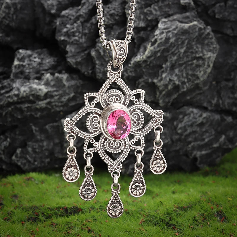 Shaped Purple Zircon Pendant Necklace