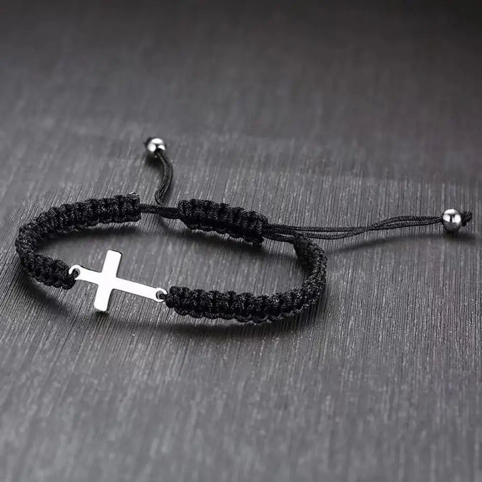 Stainless Steel Cross Hand-woven Adjustable Bracelet