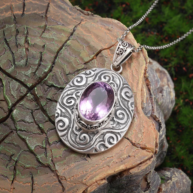 Shaped Purple Zircon Pendant Necklace