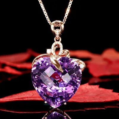 18K Gold-Plated Heart Amethyst Pendant Necklace