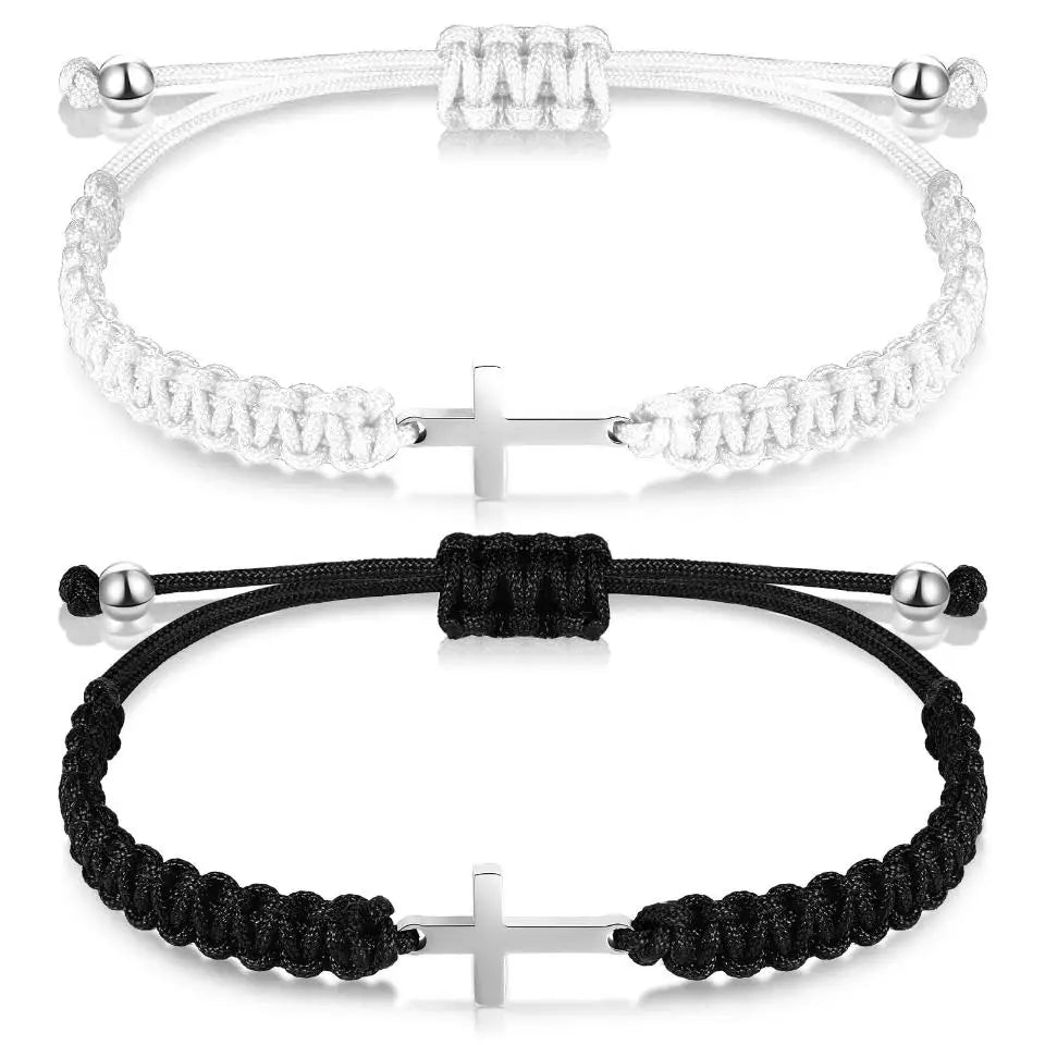 Stainless Steel Cross Hand-woven Adjustable Bracelet