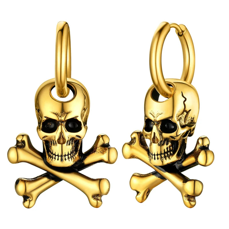 stainless steel retro Gothic Skull earrings