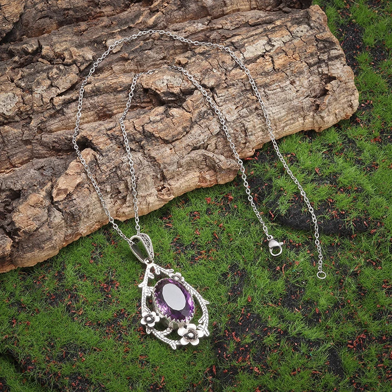 Shaped Purple Zircon Pendant Necklace