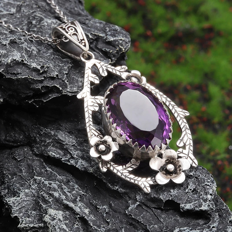 Shaped Purple Zircon Pendant Necklace