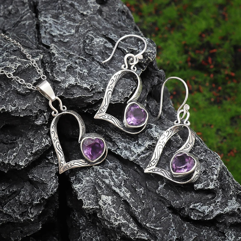 Shaped Purple Zircon Pendant Necklace