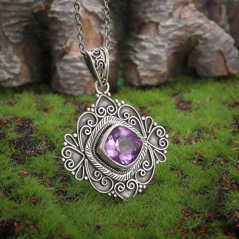 Shaped Purple Zircon Pendant Necklace