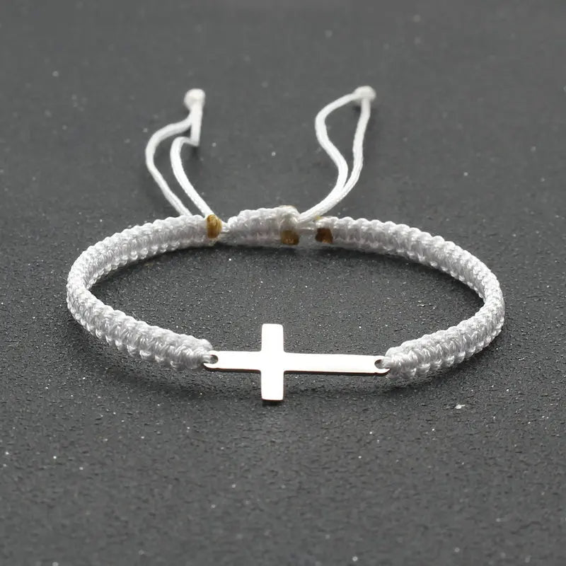 Stainless Steel Cross Hand-woven Adjustable Bracelet